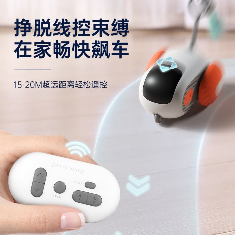 “小貓咪恩物” - 貓玩具智慧跑跑車遙控電動貓玩具自嗨羽毛逗貓棒小老鼠貓玩具