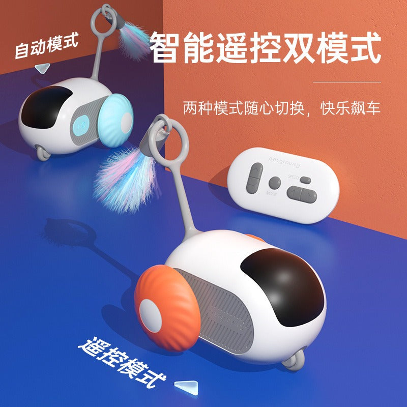“小貓咪恩物” - 貓玩具智慧跑跑車遙控電動貓玩具自嗨羽毛逗貓棒小老鼠貓玩具
