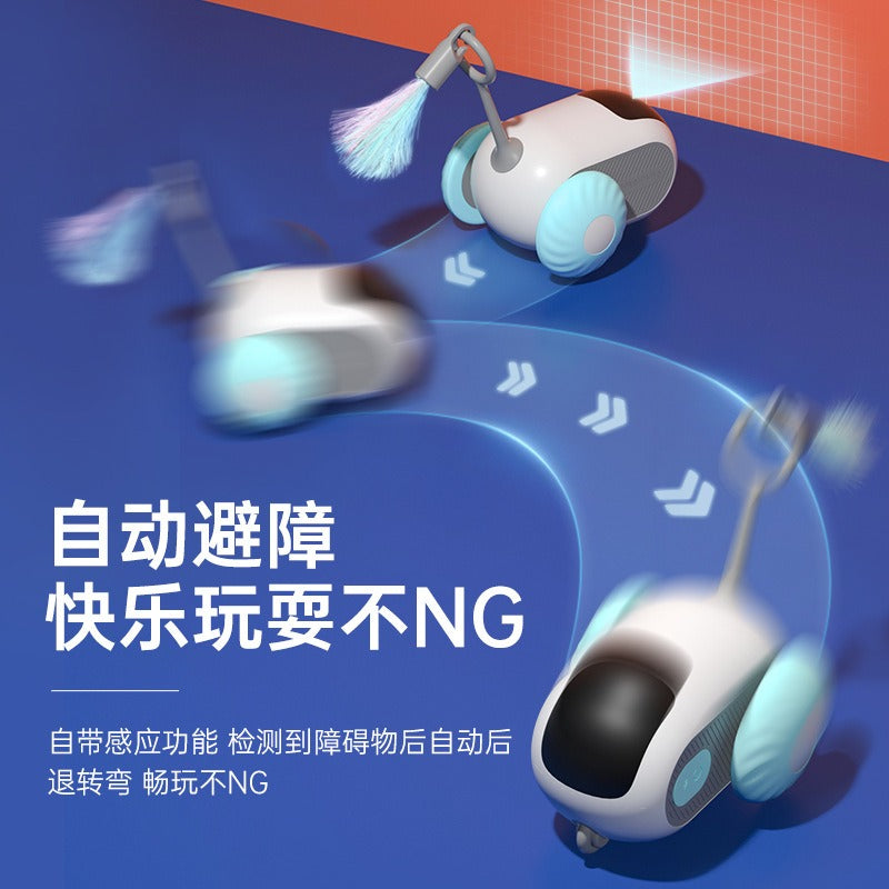 “小貓咪恩物” - 貓玩具智慧跑跑車遙控電動貓玩具自嗨羽毛逗貓棒小老鼠貓玩具